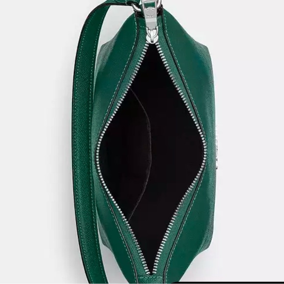 Coach Zip Top Shoulder Bag Silver Emerald Green CW390 - Picture 15 of 16